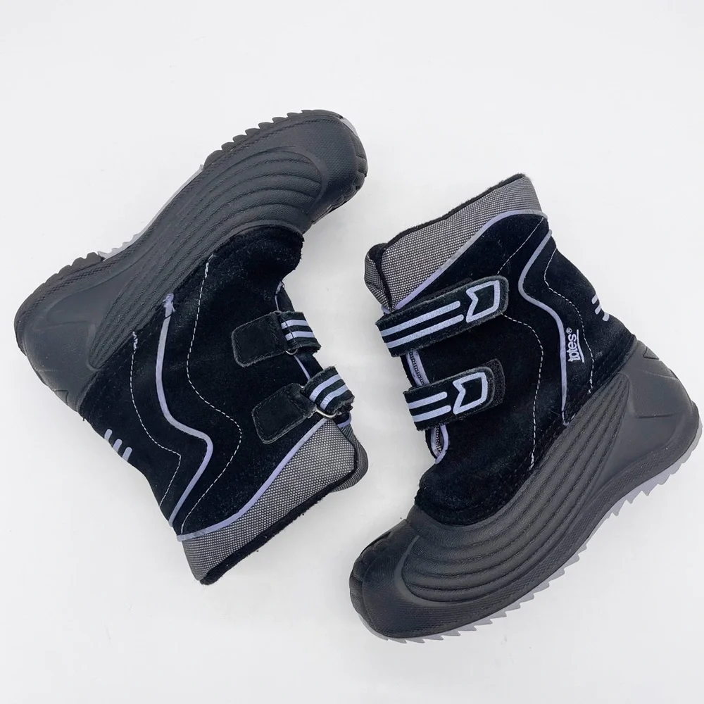 Totes Girls’ Waterproof Suede Rubber Hook and Loop Insulated Winter Boot